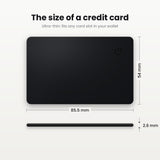 Ajyra TrackCard dimensions: 85.5 x 54mm, 2.6mm thin